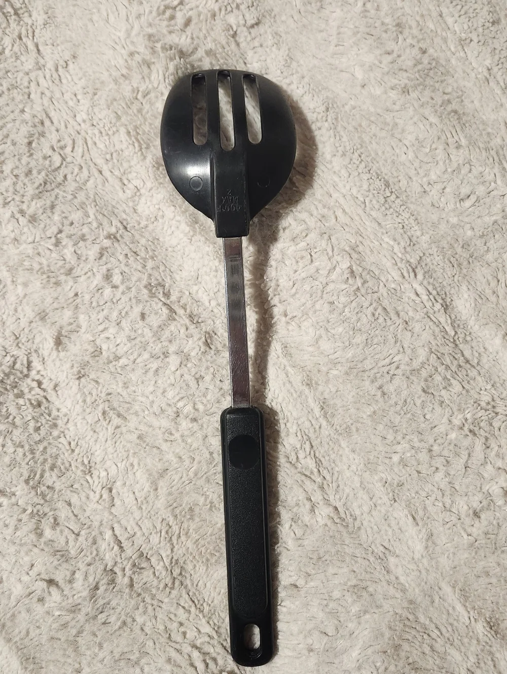 Vintage Ekco Black Nylon Slotted Spoon Utensil Stainless Steel Handle 12